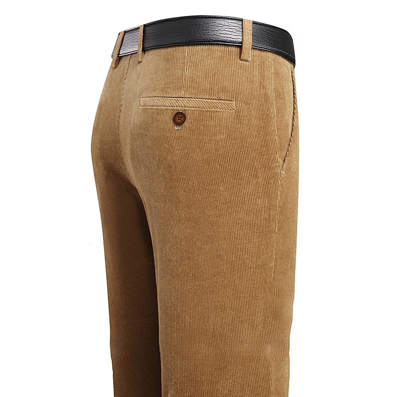 Men's Dress Pants Corduroy Pants Winter Pants Trousers Suit Pants Pocket Plain Comfort Breathable Outdoor Daily Going out Fashion Casual Black Wine3