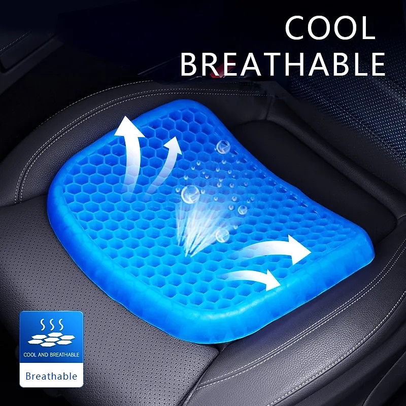 Gel Seat Cushion Pressure Relief Cushion Cooling Thick Big Breathable Honeycomb Gel Cushion Absorbs Pressure Points With Non-Slip Cover Wheelchair4