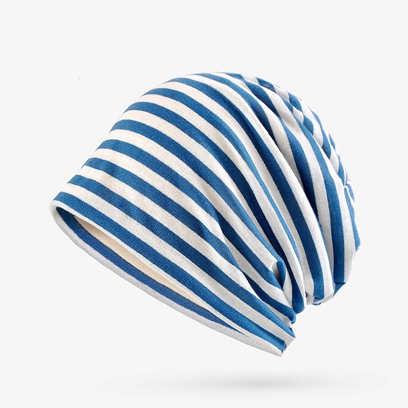 Unisex Beanie Hat Knit Beanie Black Blue Cotton Travel Outdoor Vacation Striped Windproof Warm3