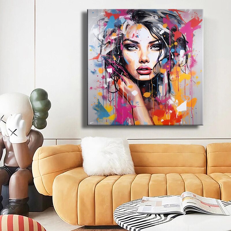Handmade sex girl painting Hand Painted Beautiful Woman Graffiti Oil Painting Wall Art Beautiful Woman Graffiti Painting Wall Art Canvas Painting Home Decoration Decor Rolled Canvas