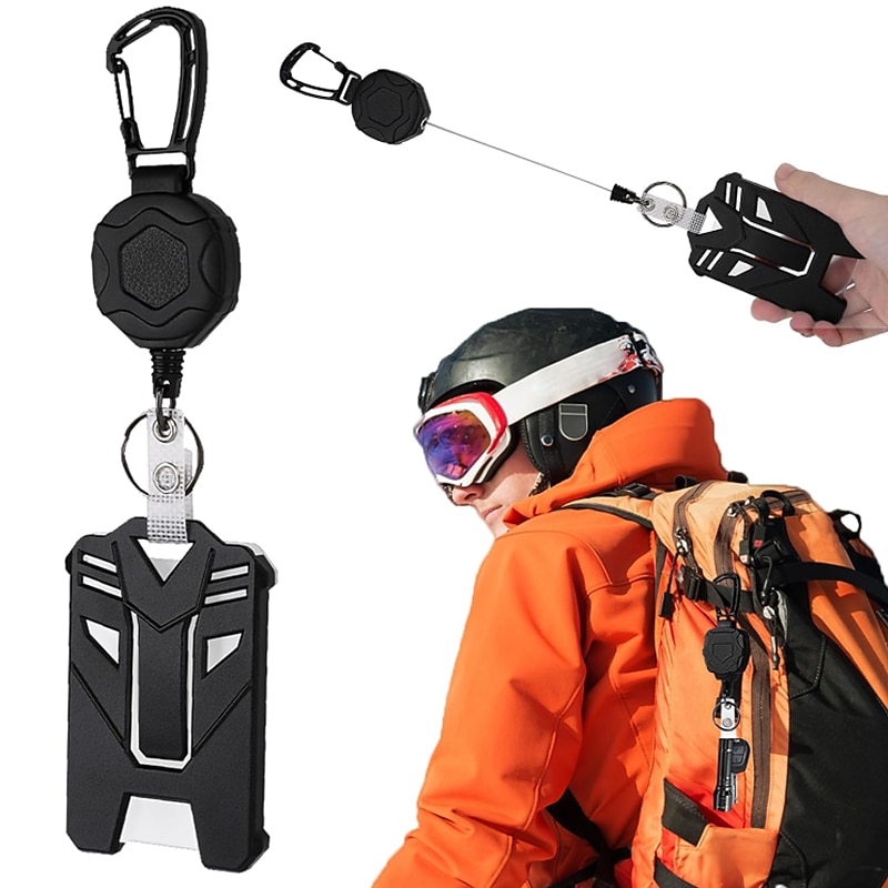 Retractable Heavy Duty Badge Reels With ID Badge Holder Tactical Id Card Holder Vertical Id Holder With Carabiner Keychain Badge Reel