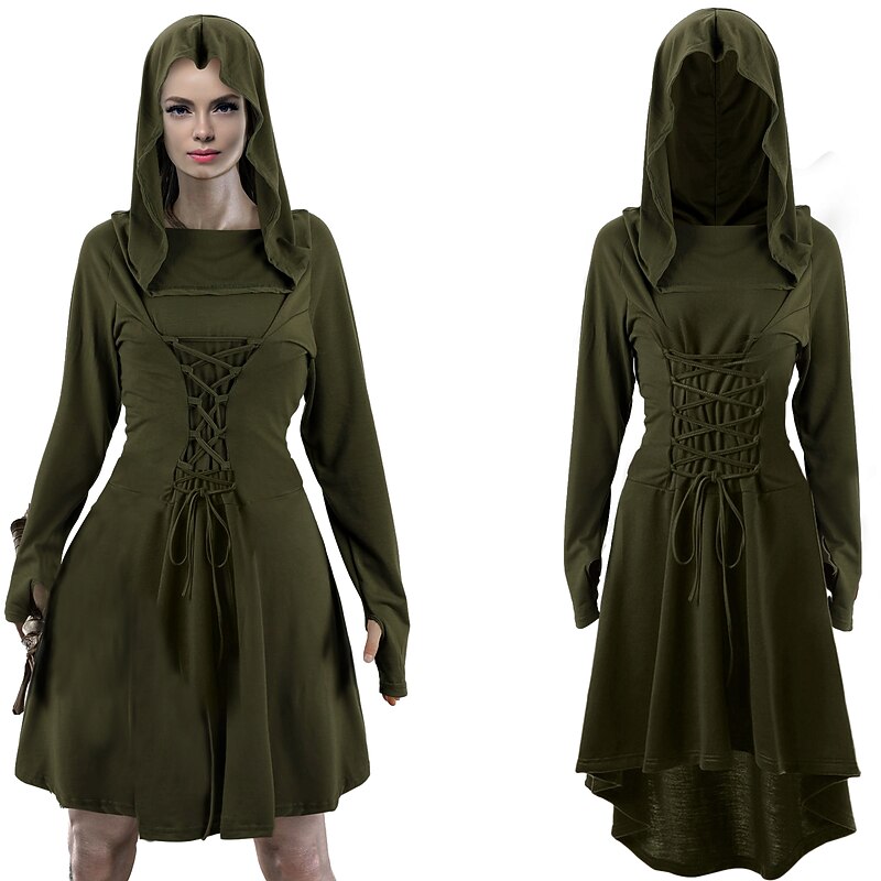 Retro Vintage Punk & Gothic Medieval Dress Viking Ranger Elven Archery Fancy Dress Women's Viking Fantasy Halloween Carnival Party Casual Daily Adults' Dress Fall & Winter3