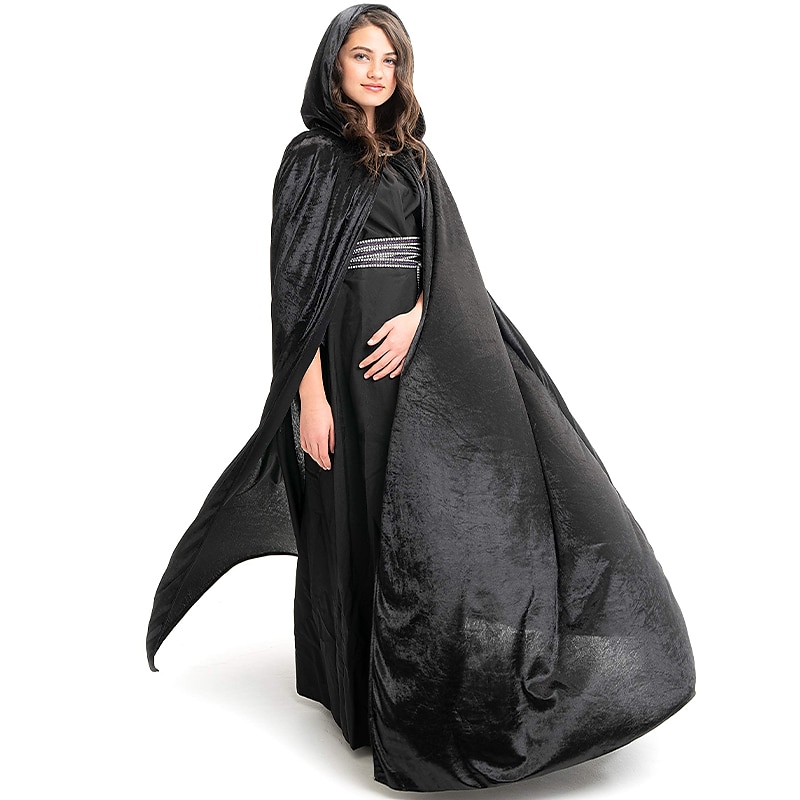 Retro Vintage Medieval Punk Gothic Hooded Cloak Witch Wizard Viking Fancy Dress Unisex Celtic Viking Fantasy Halloween Carnival Performance Party Masquerade Adults' Cloak All Seasons4