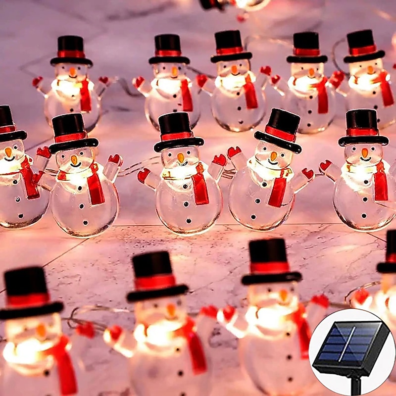 Solar Christmas Snowman Santa Claus Candy Fairy String Lights 4m 40LEDs 8 Modes Lighting Outdoor IP65 Waterproof Garland Lights Christmas Wedding Garden Patio Tree Party Holiday Decoration2