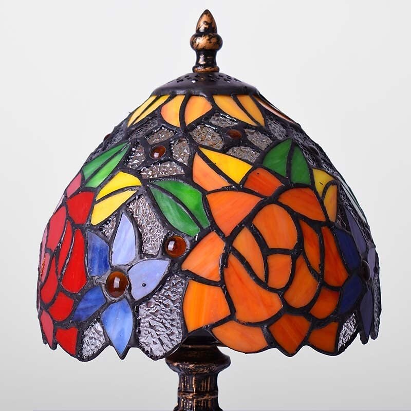 LED Table Lamp Retro Vintage  Baroque Glass Lampshade Mosaic Colourful Luxury Base E27 for Bedside Table, Bedroom, Desk4