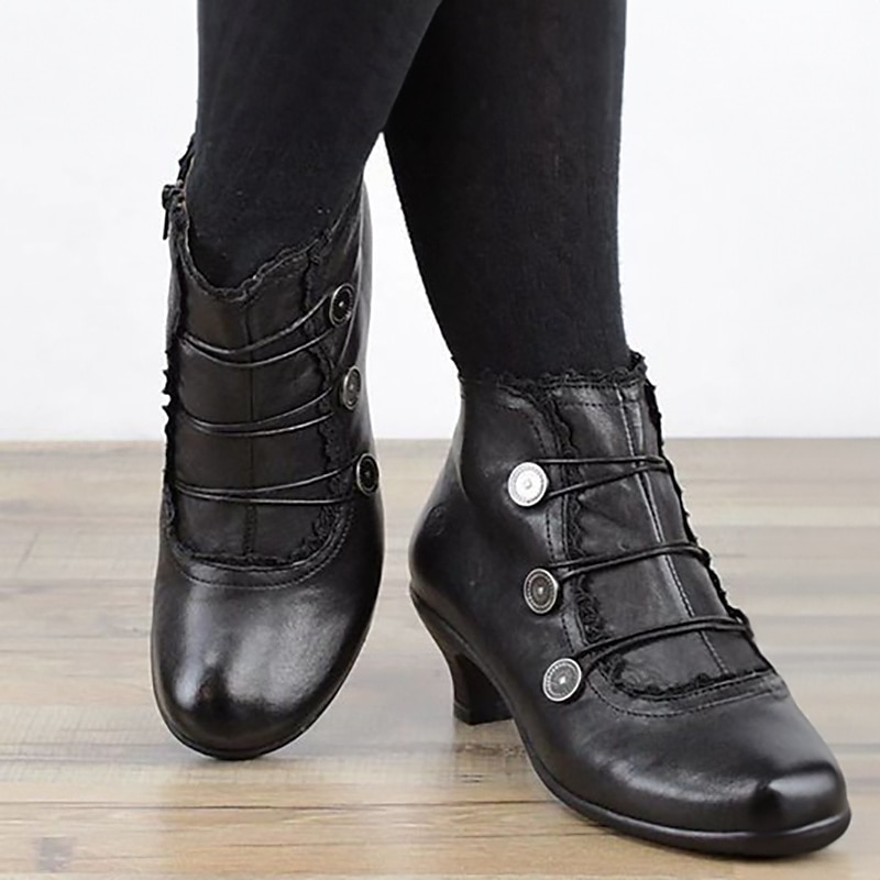Women's Victorian Black Lace-Trimmed Button Ankle Boots - Perfect for Vintage Themed Events and Casual Elegance2