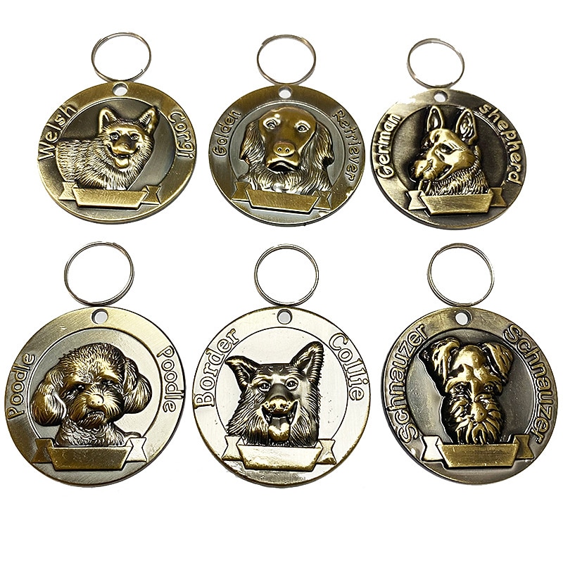 Bronze dog tags three-dimensional relief pet tags anti loss identification nameplates pet accessories that can be engraved with characters