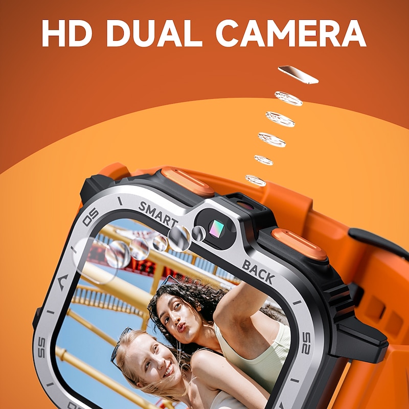 LOKMAT APPLLP 4 MAX Smart Watch 2.02 inch 4G LTE Cellular Smartwatch Phone 3G 4G Bluetooth Pedometer Call Reminder Activity Tracker Compatible with Android iOS Women Men GPS Hands-Free Calls Media4