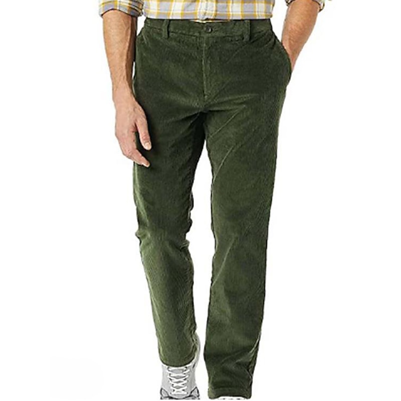 Men's Dress Pants Corduroy Pants Winter Pants Trousers Suit Pants Pocket Plain Comfort Breathable Outdoor Daily Going out Fashion Casual Dark Brown Black