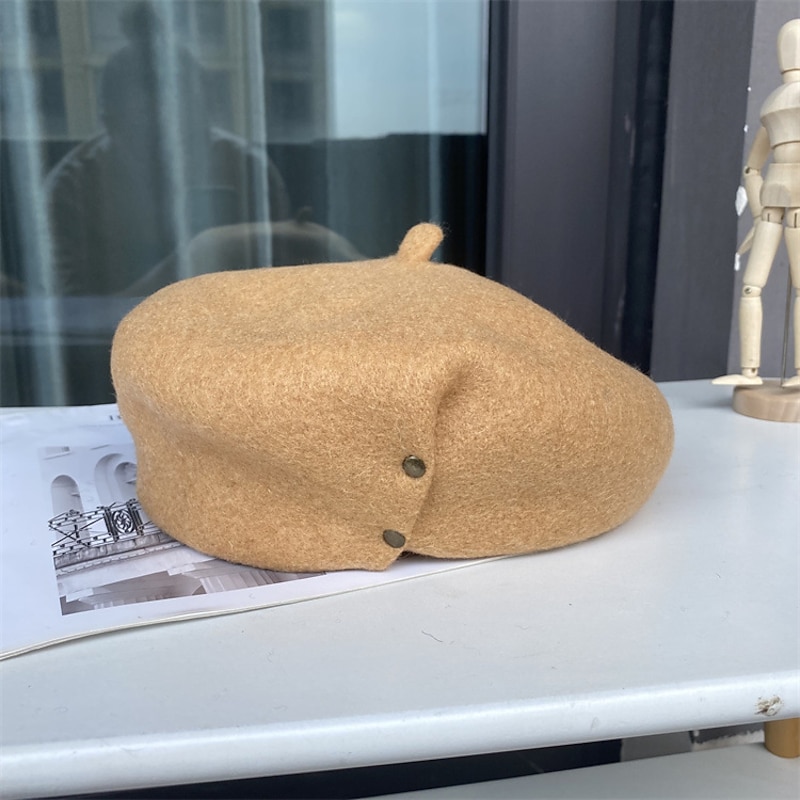 Hats Headwear Polyester / Cotton Blend Beret Hat Casual Holiday Retro Elegant With Pure Color Splicing Headpiece Headwear3