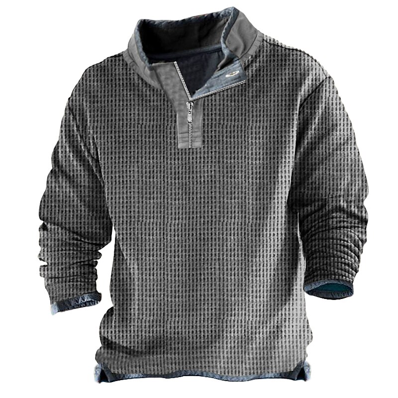 Men's Waffle Tee T Shirt Waffle Henley Shirt Henley Shirt Long Sleeve Henley Spring &  Fall Plain Fashion Designer Basic Vacation Street Going out Light Brown Brown Green Top Tee for Men2