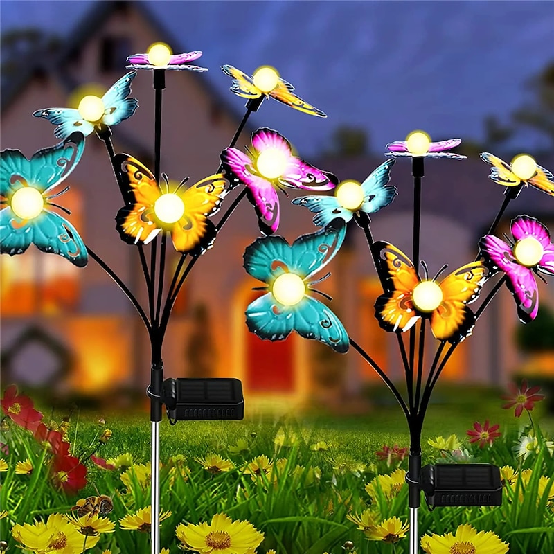 Solar Garden Lights Butterfly Garden Decor Landscape Solar Butterflies Swaying Lights Dance in Wind Stakes Yard Patio Lawn3