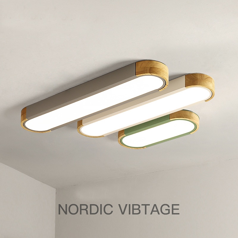 LED Ceiling Light Liner Wooden Decorative Ceiling Lamp 35/65cm Panel Living Room Bedroom Lamp 110-240V