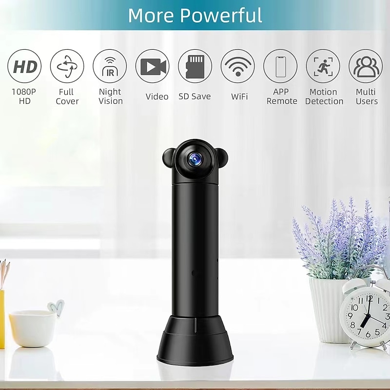 HD 1080 WiFi wireless camera rotates 360 degrees mobile phone remote night vision home indoor monitor2
