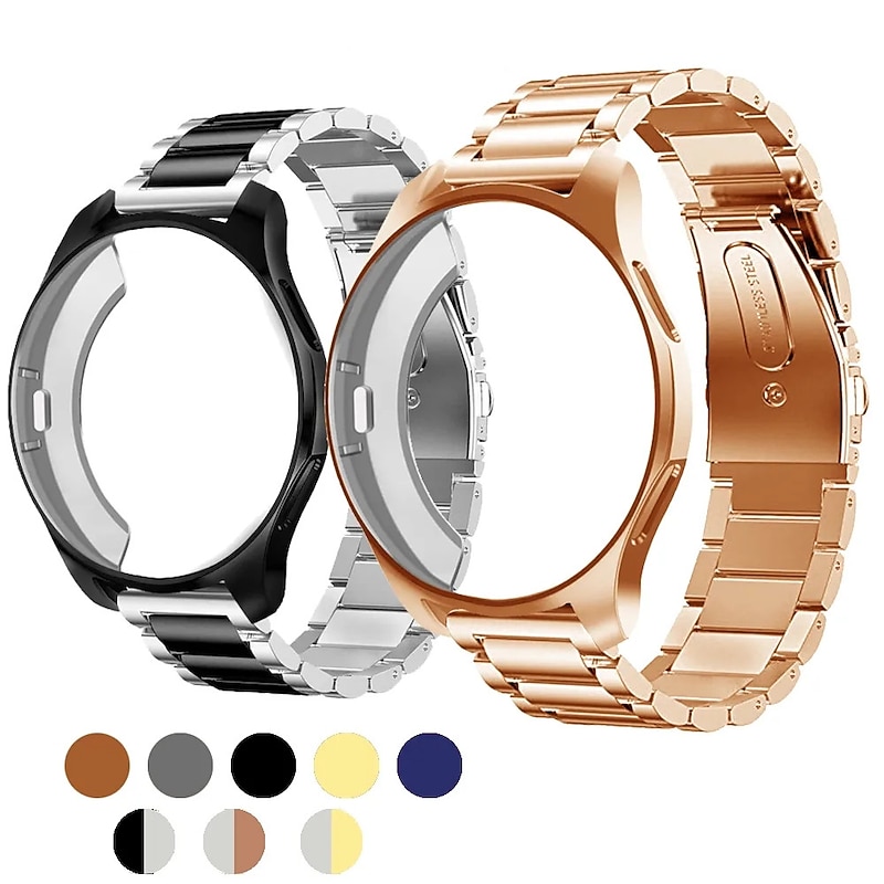 Watch Band for Samsung Galaxy Watch 6 5 4 40/44mm Watch 6 Classic 43/47mm Watch 5 Pro 45mm Watch 4 Classic 42/46mm 3 41mm Stainless Steel Replacement  Strap with Case Sport Band Wristband