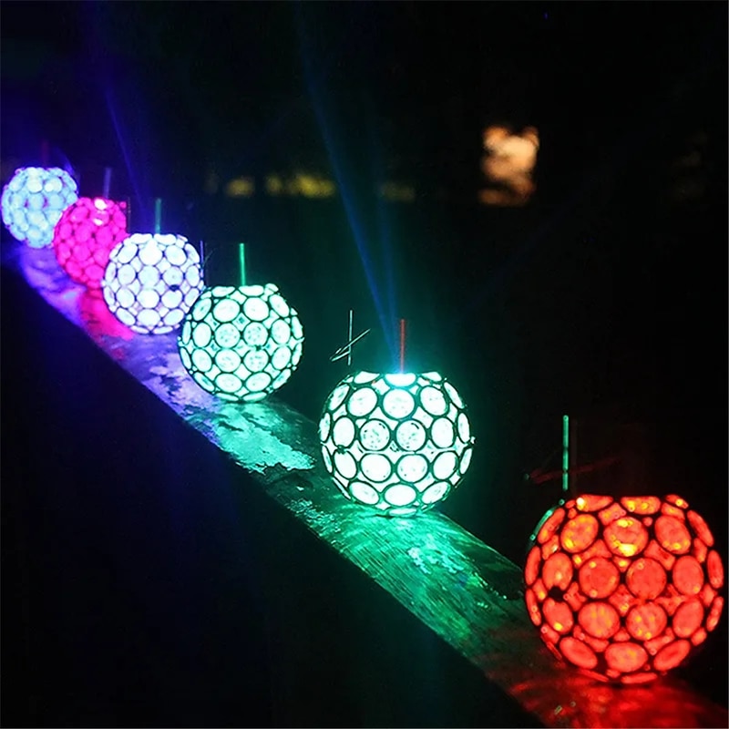 Solar LED Hanging Light Lantern Waterproof Hollow Out Ball Lamp for Outdoor Garden Yard Patio decoration Holiday lig Solar Light4