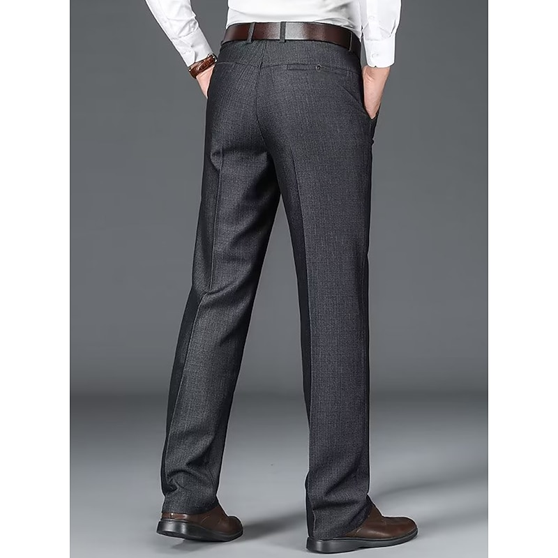 Men's Dress Pants Trousers Slacks Suit Pants Pocket Plain Comfort Breathable Wedding Outdoor Daily Fashion Casual Black Khaki4