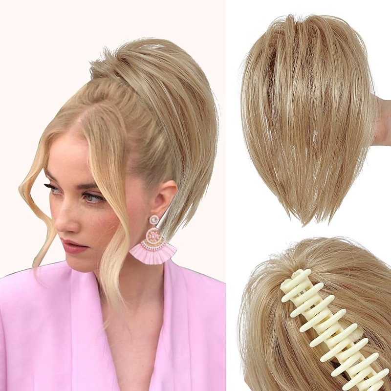 Messy Bun Hair Piece Claw Clip Hair Buns Hair Piece Tousled Updo Short Ponytail Bun Hair Extensions Claw Clip Hair Bun Piece Ponytail for Women
