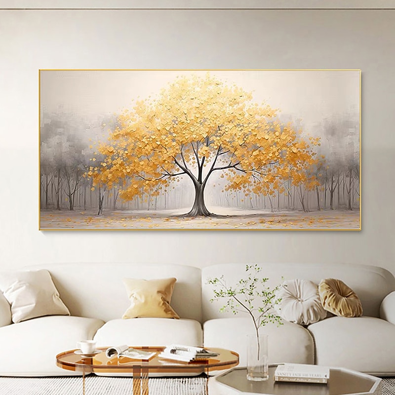 Handmade Oil Painting Canvas Wall Art Decor Original yellow tree texture trees in full for Home Decor With Stretched FrameWithout Inner Frame Painting4
