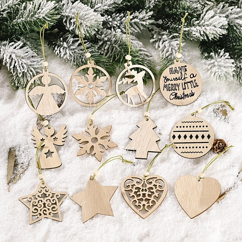 10pcs Christmas Tree Ornaments Christmas Tree Decoration Christmas Tree Hanging Snowflake Reindeer Ornaments Holiday Decor Christmas Hanging Ornaments Christmas Holiday Party Decoration