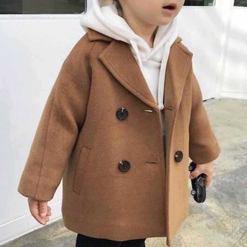 Kid's Boys Woolen Coat Outerwear Solid Color Plaid Long Sleeve Coat School Fashion Adorable Basic lattice Black Red Spring Fall 3-7 Years4