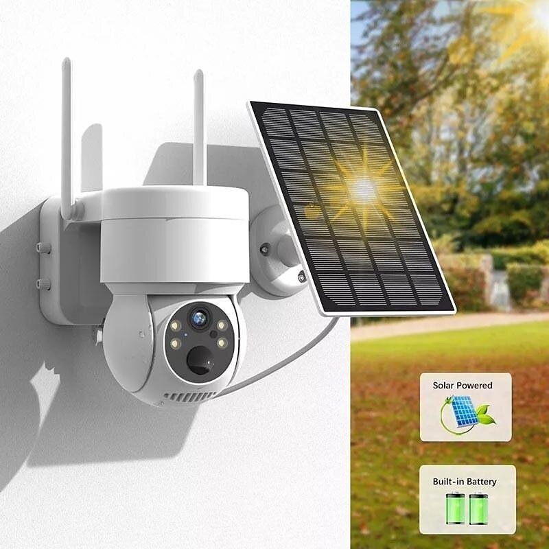 Solar Charging Waterproof Outdoor IP Security Surveillance Cam Wireless WiFi PTZ Camera Speed Dome CCTV Full Color Night Vision Motion Detection Built-in Large Batteries Two-Way Audio2