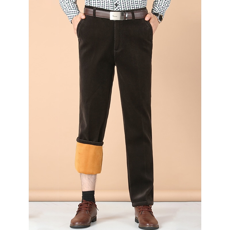Men's Dress Pants Fleece Pants Corduroy Pants Trousers Suit Pants Pocket Plain Comfort Breathable Outdoor Daily Going out Fashion Casual Black Wine