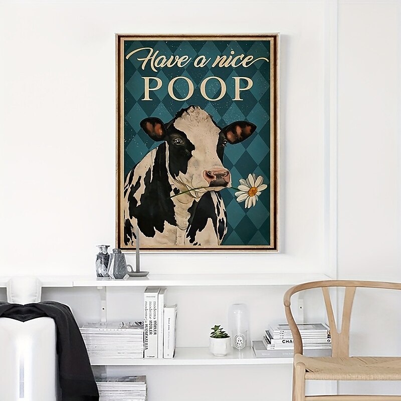 Animal Wall Art Canvas Have a Nice Poop Cow Prints and Posters Pictures Decorative Fabric Painting For Living Room Pictures No Frame4