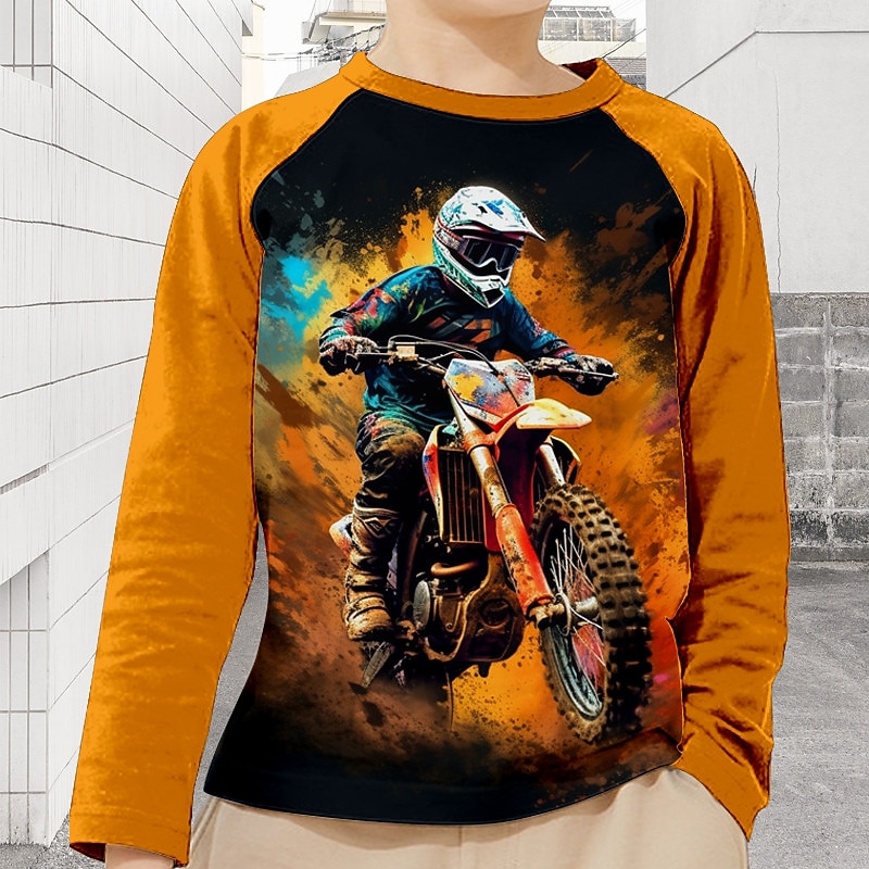 Boys 3D Graphic Raglan Sleeve Shirt Long Sleeve 3D Print Fall Winter Sports Fashion Streetwear Kids 3-12 Years Crew Neck Outdoor Casual Daily Regular Fit2