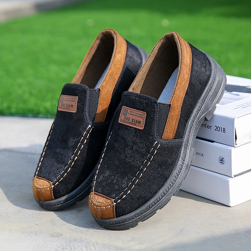 Men's Boots Snow Boots Winter Boots Comfort Shoes Fleece lined Walking Vintage Casual Outdoor Daily Leather Warm Height Increasing Comfortable Loafer Black cotton Blue cotton Fall Winter4