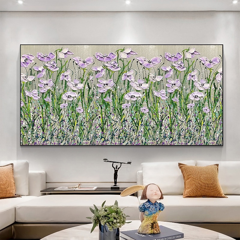 Handmade Oil Painting Canvas Wall Art Decor Original Flower Painting Abstract Floral Landscape Painting for Home Decor With Stretched Frame/Without Inner Frame Painting4