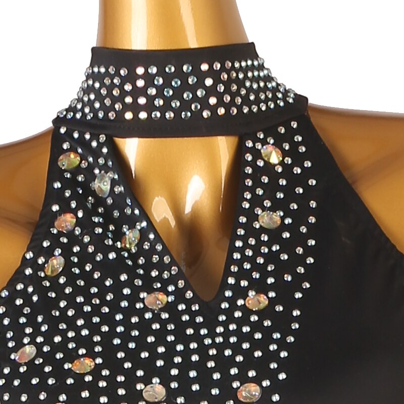 Latin Dance Exotic Dancewear Latin Salsa Dance Dress Crystals / Rhinestones Women's Performance Daily Wear Sleeveless Spandex3