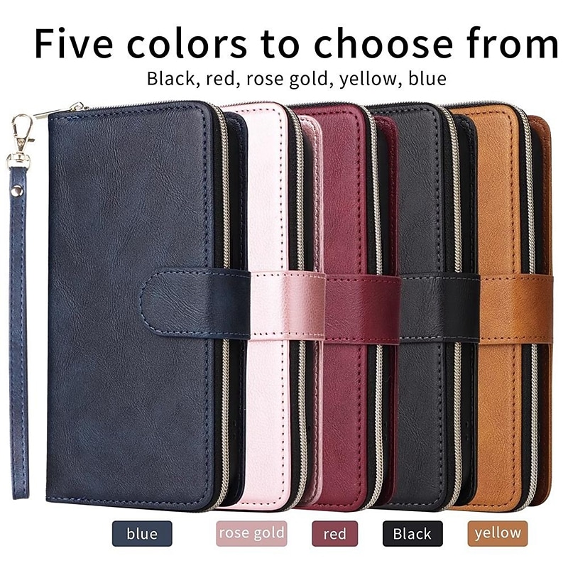Phone Case For iPhone 17 Pro Max 17 Air 16 15 14 Pro Max Plus 13 12 11 Pro Max Mini Wallet Case with Stand Holder Magnetic Zipper Retro TPU PU Leather3
