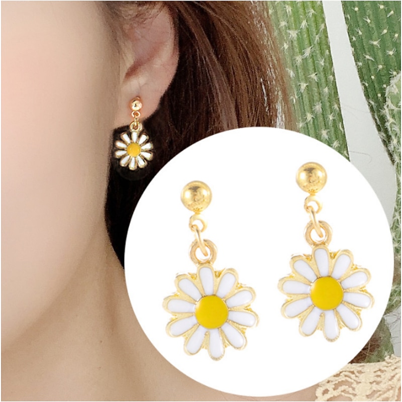 1 Pair Drop Earrings For Women's Birthday Gift Prom Alloy Classic Daisy