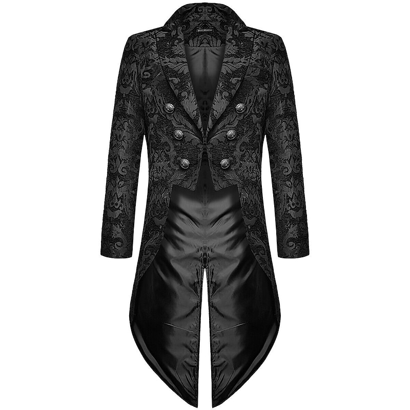 Men's Casual Blazer Black Gold Vampire Gothic Plus Size Jacket Showman Tuxedo Tailcoat Dress Frock Coat Steampunk Victorian4