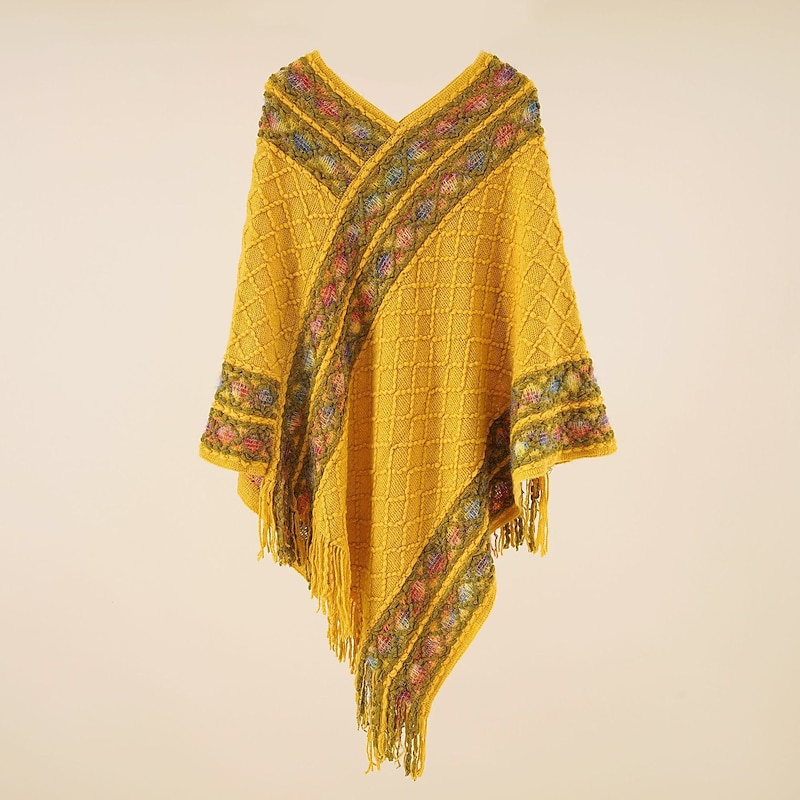 Women's Shawl Shawl Wrap Poncho Ruana Cape Daily Holiday Cotton Polyester Casual Bohemia Warm Casual 1 PC3