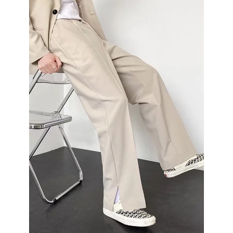 Men's Dress Pants Trousers Suit Pants Pocket Elastic Waist Plain Comfort Breathable Outdoor Daily Going out Fashion Casual Black Blue4