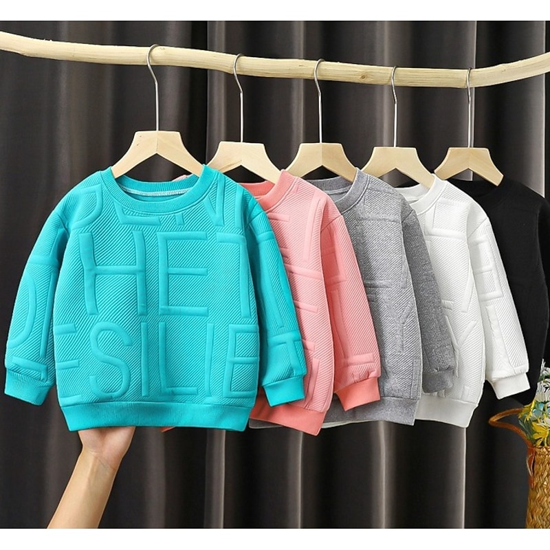 Kids Boys Sweatshirt Letter Long Sleeve Crewneck Fall Winter Sports Fashion Daily Polyester Outdoor Casual