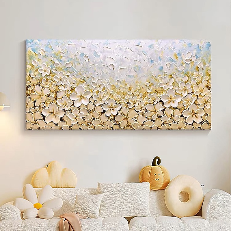 Hand Painted Gold Blooming Flower Oil Painting On Canvas Handmade Floral Acrylic Painting Custom texture tree Painting Wall Art Abstract art Home Decoration Decor Rolled Canvas