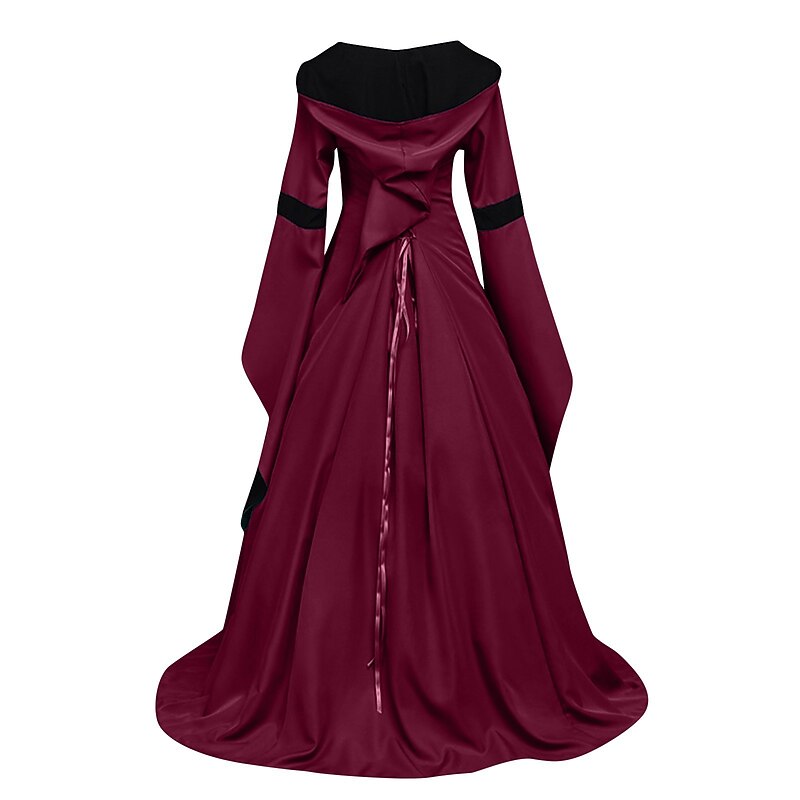 Retro Vintage Medieval Renaissance Dress Viking Elven Color Block Fancy Dress Women's Celtic Fantasy Royal Halloween Carnival Masquerade LARP Adults' Dress4