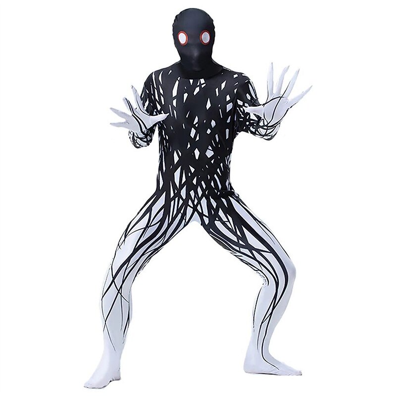 Skeleton Skull Zalgo Monster Halloween Cosplay Costume Bodysuits Carnival Costume Full Body Suit Cosplay Kid's Adults' Men's Boys' Carnival Masquerade Mardi Gras Performance Party Halloween Easy