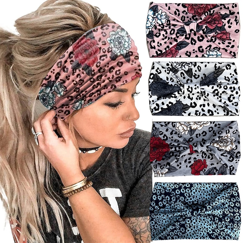 Bohemian New Headband Leopard Print Headband Printed Wide Edge Hair Band Yoga Sports Fitness Anti Sweat Hair Band Accessories