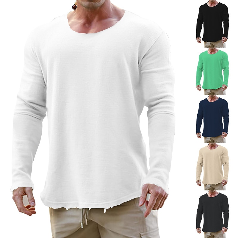 Men's Sweatshirt Apricot Black White Blue Green Crew Neck Plain Sports & Outdoor Daily Holiday Polyester Streetwear Basic Casual Spring &  Fall Clothing Apparel Hoodies Sweatshirts  Long Sleeve