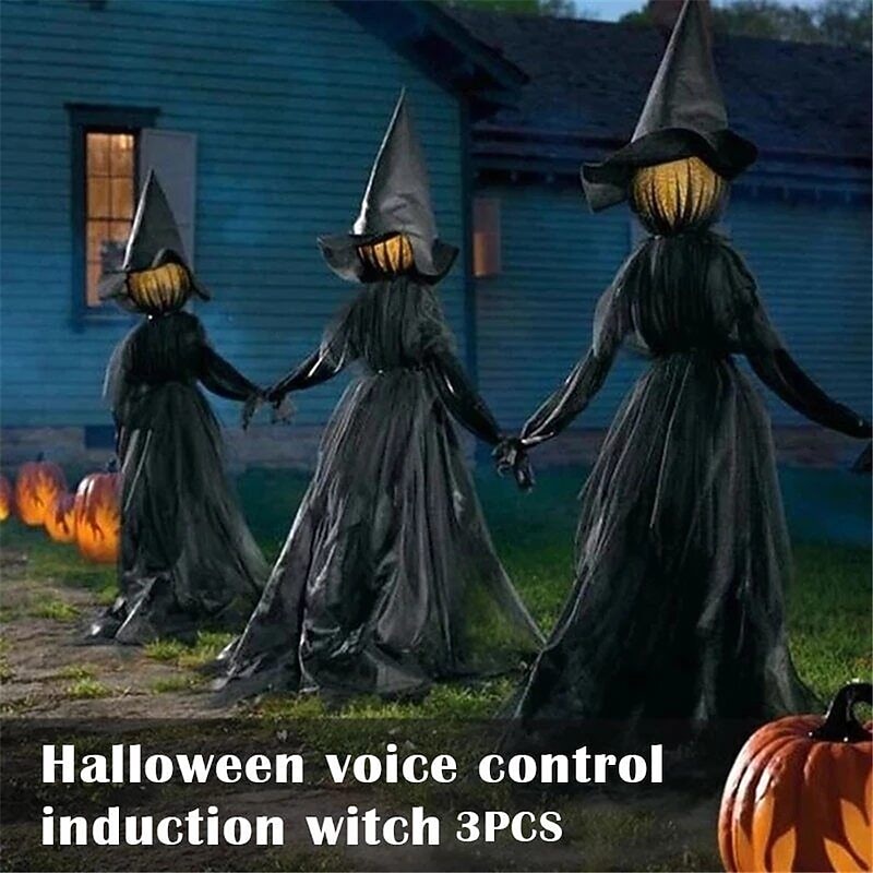 Voice Control with Sound Halloween Colorful Gradient Witch Ghost Atmosphere Layout Scene Decoration Props Lawn Floor Lamp3