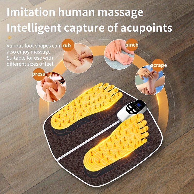 Foot Massager Foot Massage Pad Foot Pulse Electric Foot Massager Foot Spa Machine Intelligent Acupuncture Foot Massage Pad Massager Acupuncture Points Capture Muscle Relaxation Long Lasting Conti4