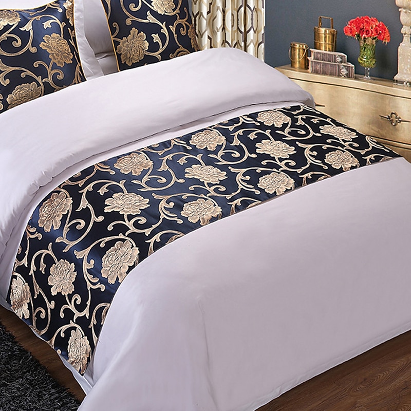 Hotel Bed Runner Bed Tail Scarf Hotel Simple Modern Chinese Gold Bed Cover Bed Tail Cushion Hugging Pillow Case