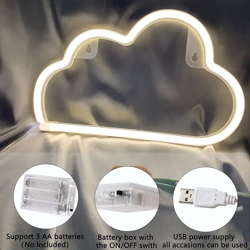 Cloud Neon Signs LED Cloud Neon Light For Wall Decor USB Powered Cloud Sign Shaped Decoration Wall Lights For Bedroom Aesthetic Teen Room Christmas Birthday Wedding Party3