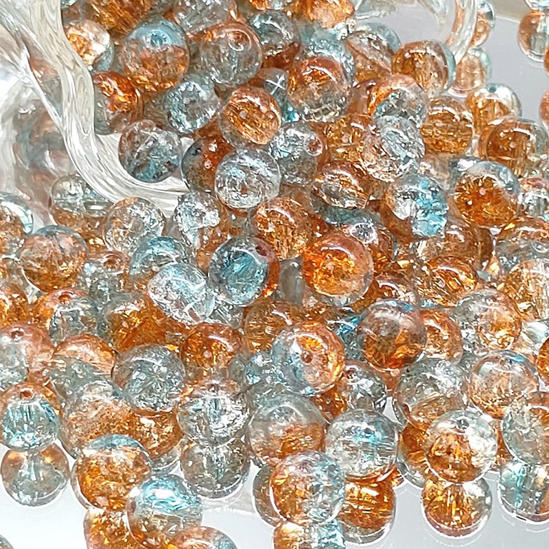 50pcs 8mm Cracked Glass Beads For Jewelry Making, Spacer Beads, Round Shape With Cracks, Loose Beads For Bracelet And Necklace Making, Suitable For Diy Crafts, Friendship Bracelets, Earrings4