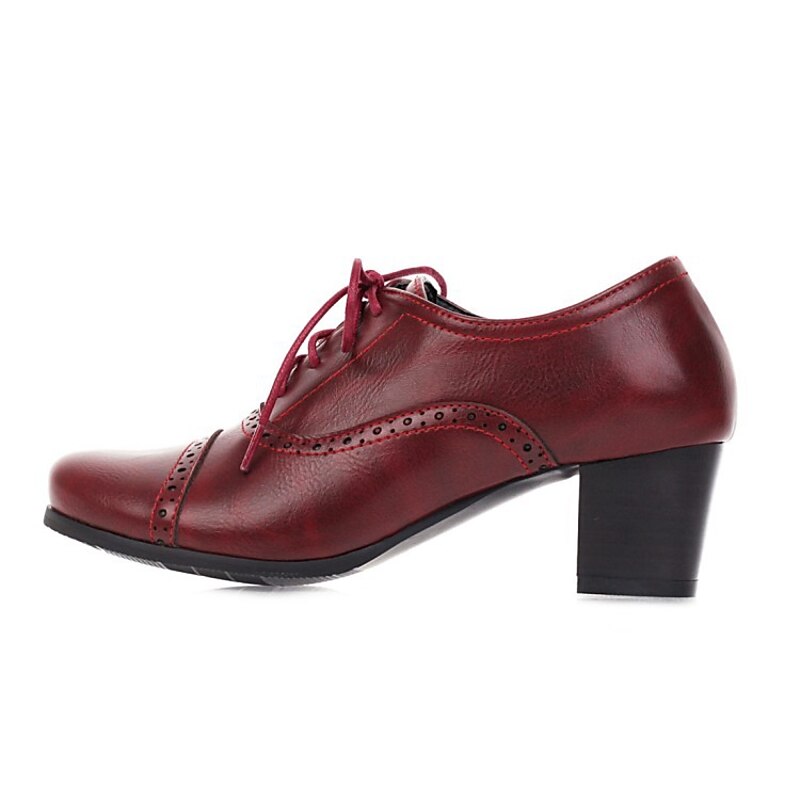 Women's Vintage Oxford Heeled Shoes – Lace-Up Brogue Pumps for Office, Formal & Daily Wear4