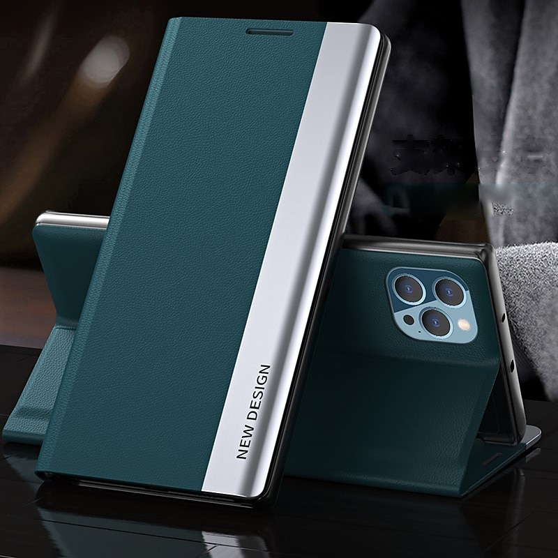 Phone Case For iPhone 17 Pro Max 17 Air 16 15 14 Pro Max Plus 16e 13 12 11 Pro Max Mini Back Cover with Stand Holder Magnetic Full Body Protective Plating PC PU Leather